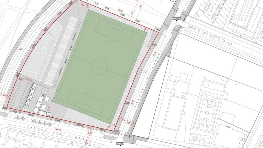 Plano del nuevo proyecto del campo de fútbol y rugby de es Putxet. | AYTO. DE EIVISSA