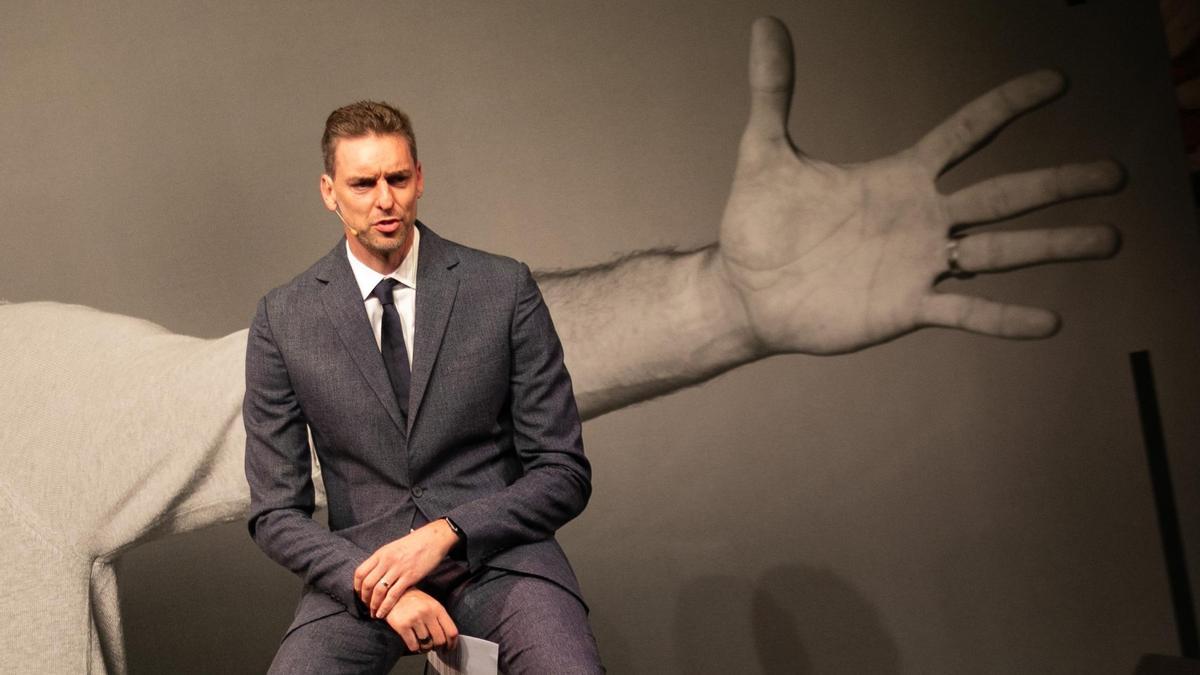 Pau Gasol, en un momento de la rueda de prensa en la que anunció su retirada.