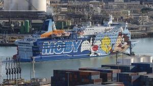 El crucero Moby Dada, uno de los barcos en los que se hospedan los agentes, en el puerto de Barcelona. 
