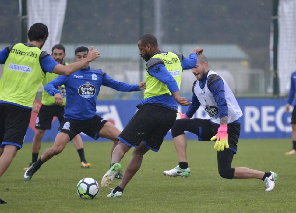 La plantilla se ejercita en las instalaciones de Abegondo con las ausencias de los internacionales Tyton, Borges, Andone, Valverde y Schär, concentrados con sus selecciones, y el lesionado Carlos Gil.