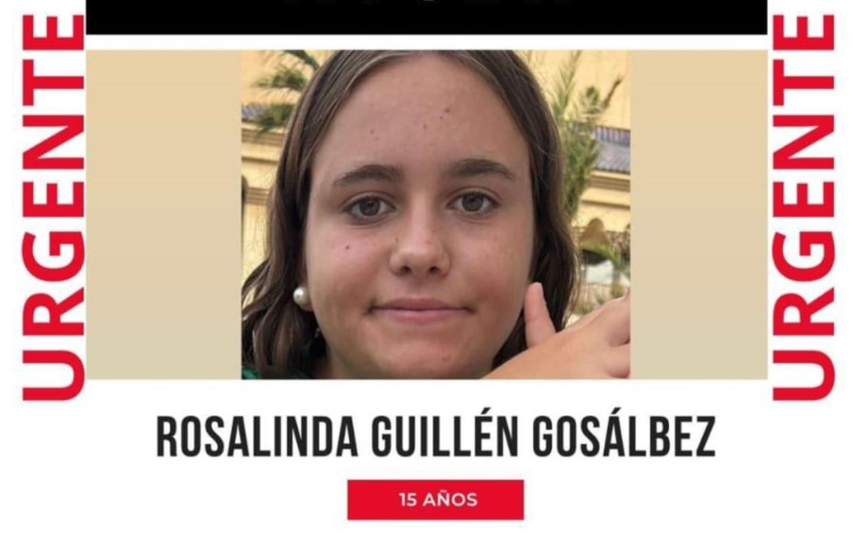 Imagen facilitada por las autoridades de Rosalinda Guillén Gosálbez, la niña desaparecida en Alicante.