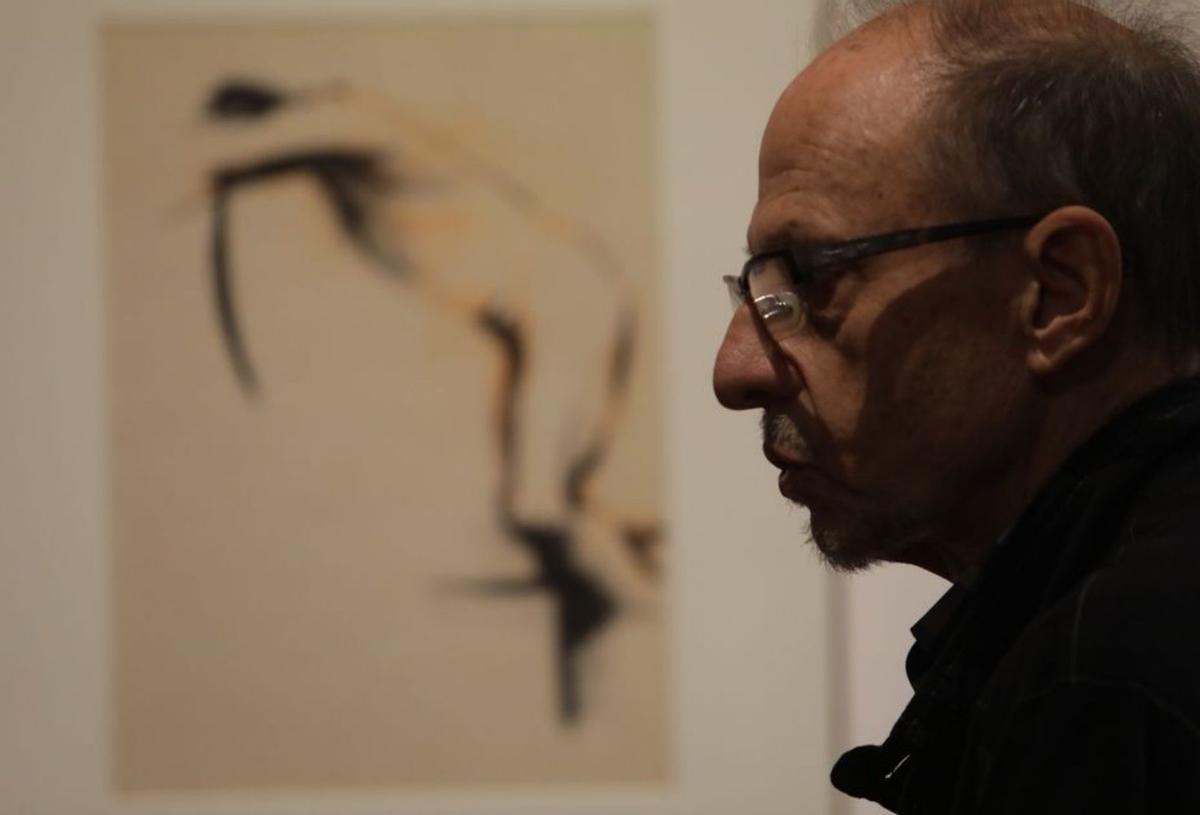 Fernando Redruello, ante una de sus obras, en el Museo Evaristo Valle. | Juan Plaza