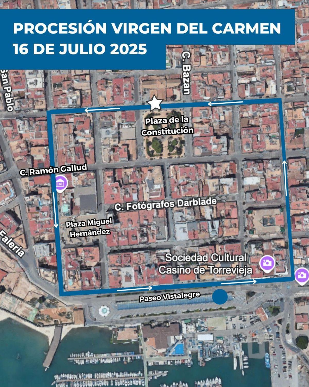 Itinerario de la procesión del Virgen del Carmen