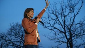 La candidata a las primarias republicanas Nikki Haley, durante un acto de campaña en Myrtle Beach, Carolina del Sur, este jueves.