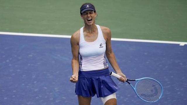 Tsvetana Pironkova of Bulgaria reacts during match against Alize Cornet