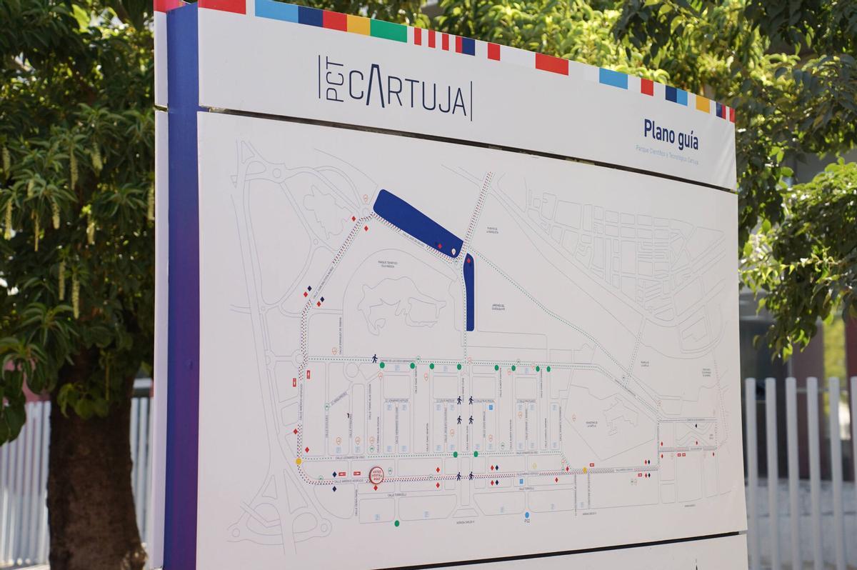 Plano guía del parque científico y tecnológico Cartuja, Sevilla