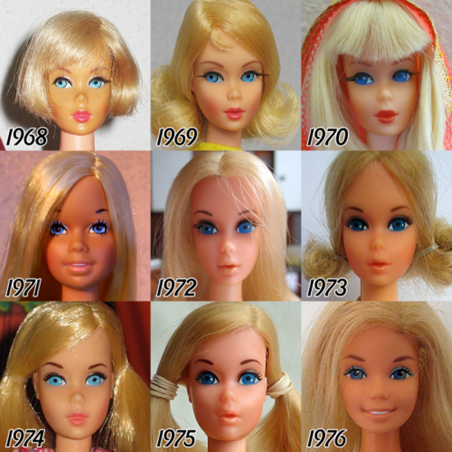 La evolución de Barbie desde 1968 a 1976