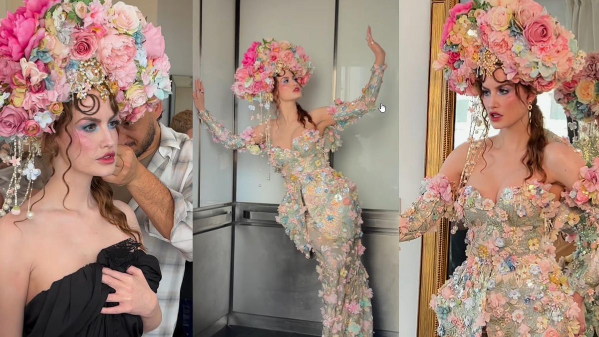 Imágenes de la modelo y actriz estadounidense Haley Baylee (antes, Haley Kalil) en su traje floreado para la Met Gala 2024