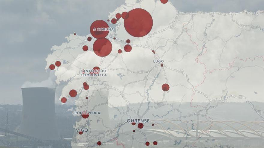 El mapa de las industrias que más afectan al cambio climático en Galicia