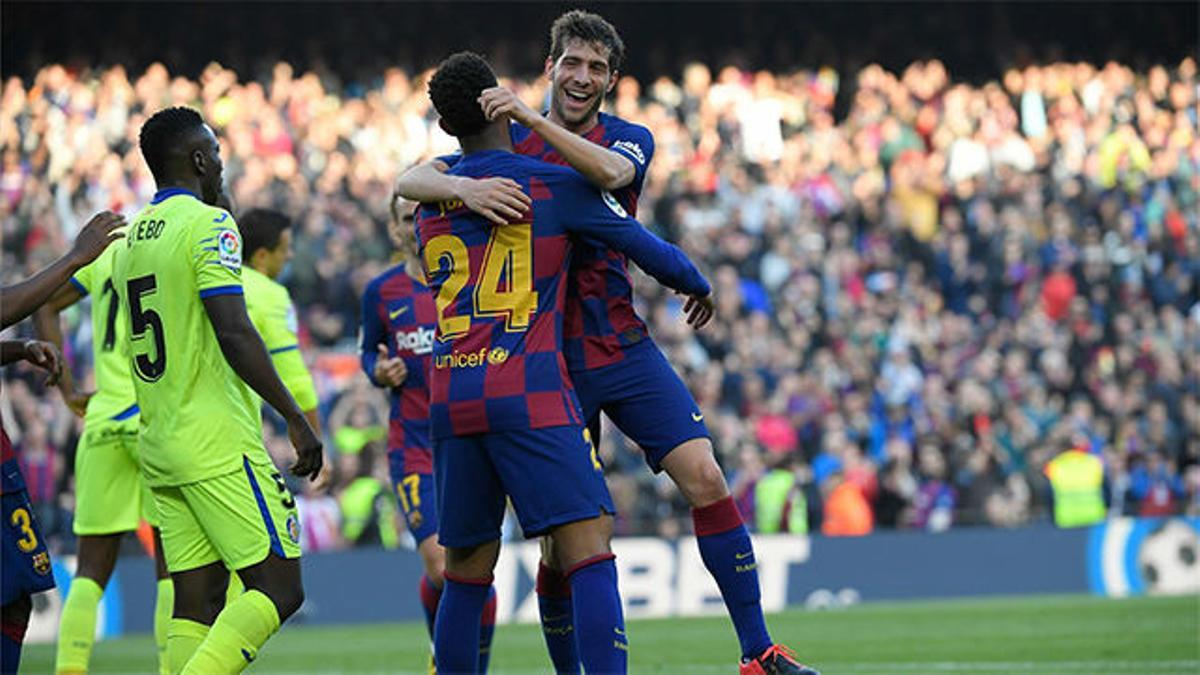 "Ave Barça, Ave campeón! Sergi Roberto pone tierra de por medio". Así narraron las radios el 2-0 al Getafe