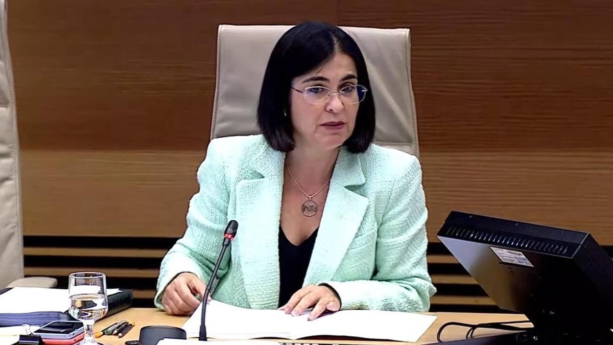 Archivo - La ministra de Sanidad, Carolina Darias, en la Comisión de Sanidad y Consumo del Congreso para informar sobre las acciones llevadas a cabo frente a la COVID-19 y el nuevo sistema de vigilancia y control tras la fase aguda de la pandemia.