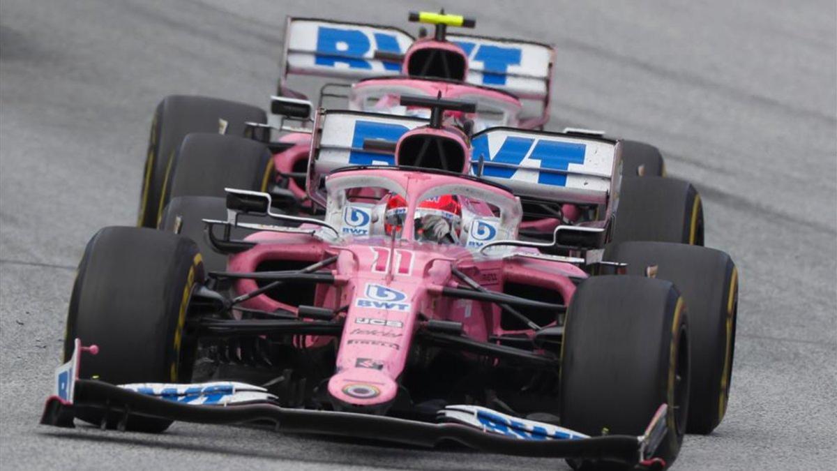 Los Racing Point de Checo Pérez y Lance Stroll durante la carrera