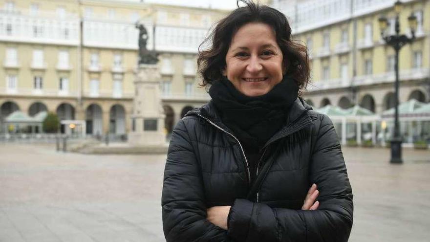 Raquel Martínez Buján, en la plaza de María Pita.