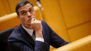 El presidente del Gobierno, Pedro Sánchez, en el Pleno del Senado del pasado 18 de diciembre.