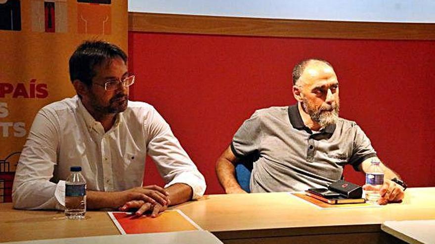 David Alquézar i el portaveu, el cap del grup al Consell de l&#039;Anoia per ERC, Jordi Badia, ahir