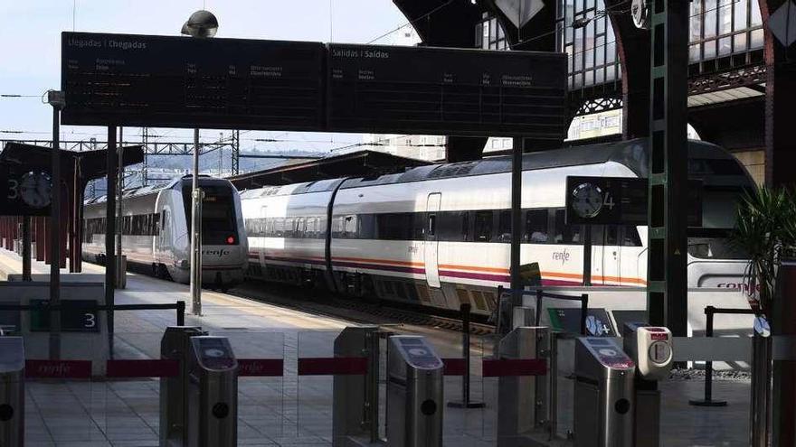 Trenes en la estación de San Cristóbal de A Coruña.