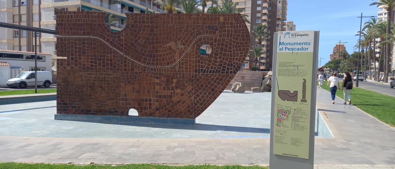 El Monumento al Pescador de Arcadi Blasco, este lunes sin agua por la falta de cloro