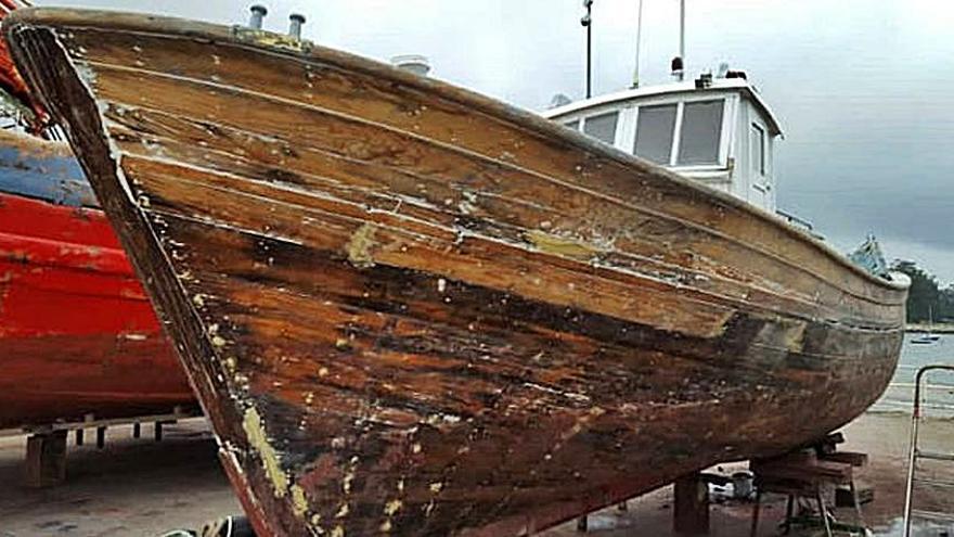 El barco antes de su restauración.