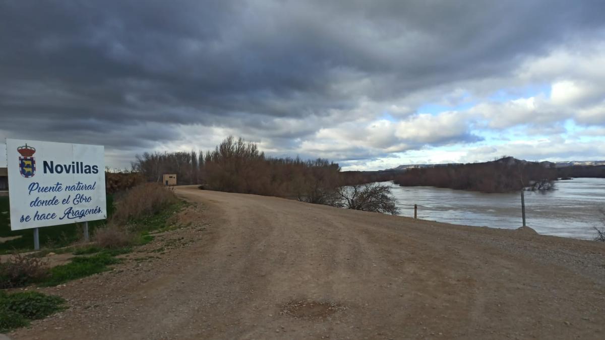 Así baja el río Ebro a la altura de la localidad zaragozana de Novillas