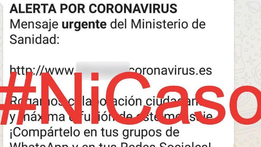 Denuncian un mensaje de Whatsapp que suplanta al Ministerio de Sanidad