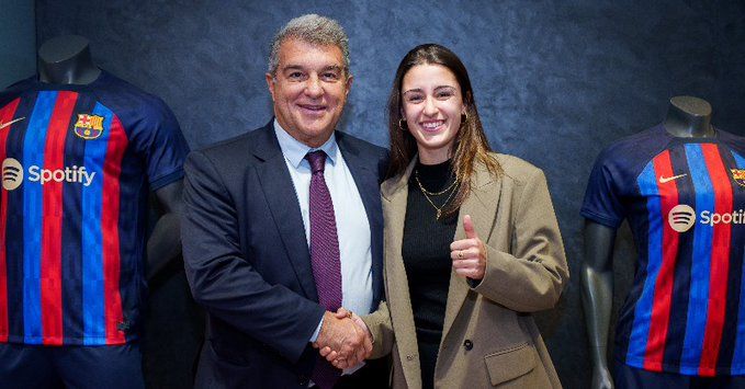 Jana Fernández con Laporta.