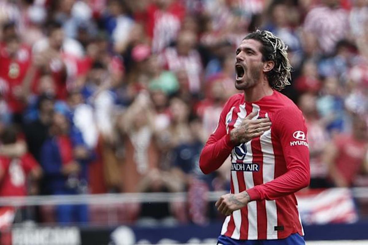 De Paul celebrando un gol con el Atlético de Madrid