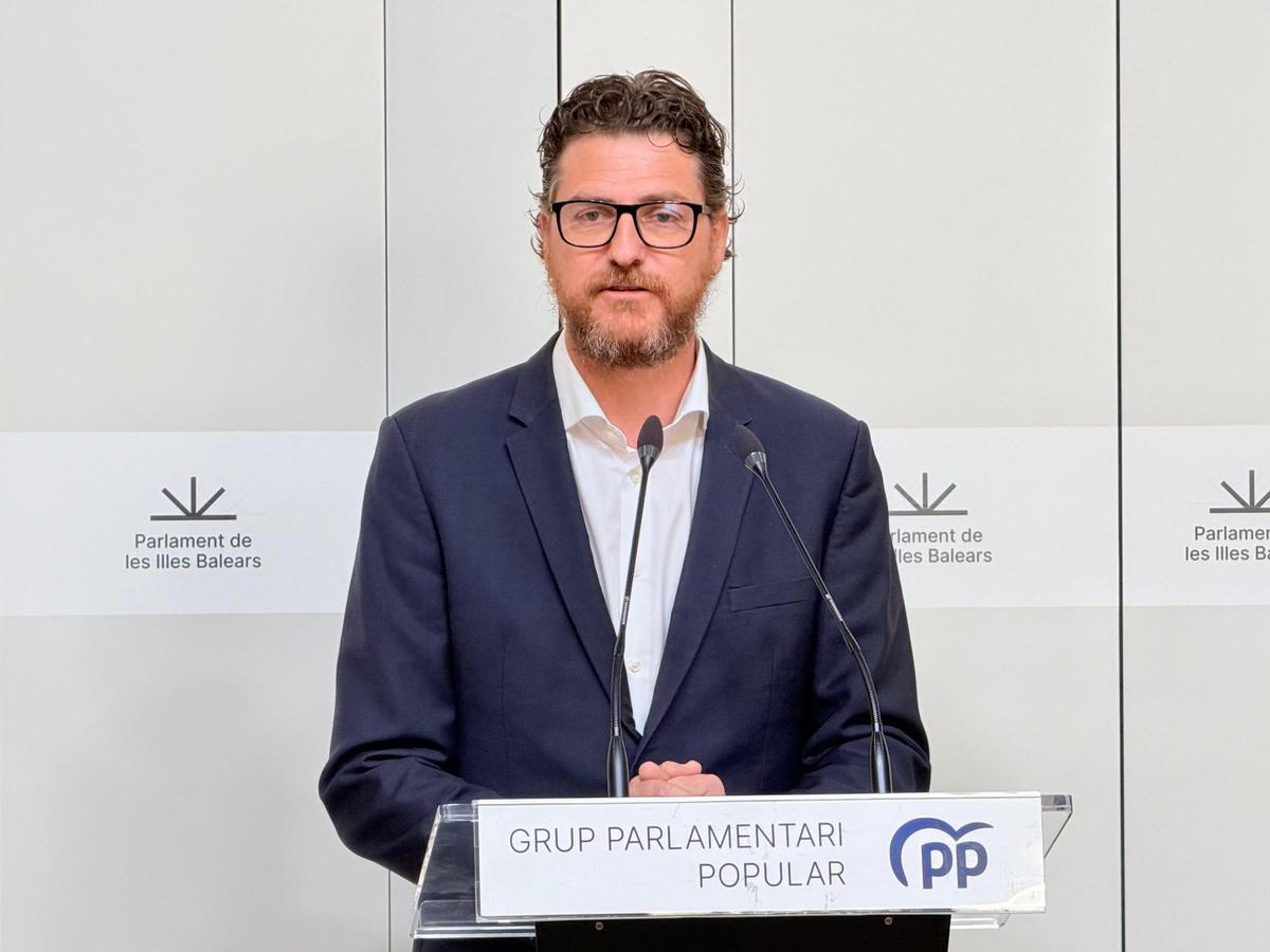 El portavoz del PP, Sebastià Sagreras, hoy en el Parlament.