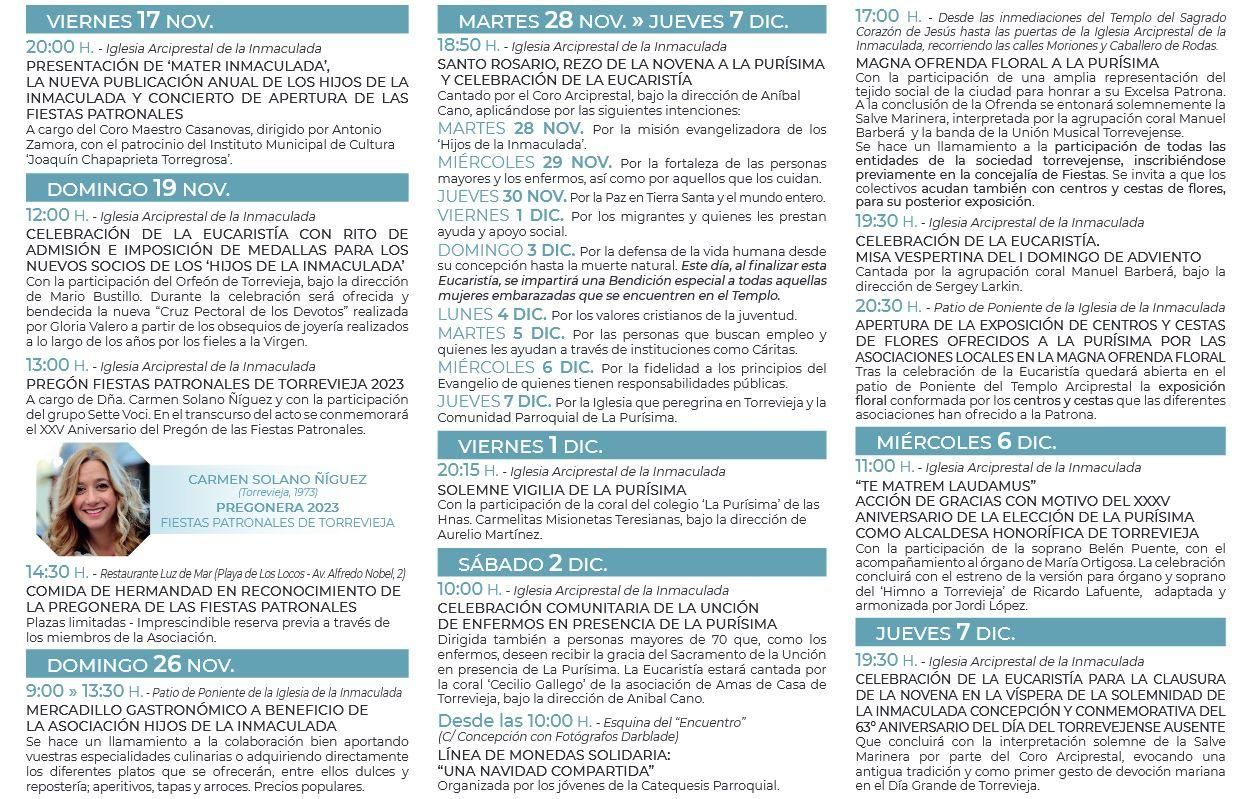 Programación de actos de las fiestas patronales
