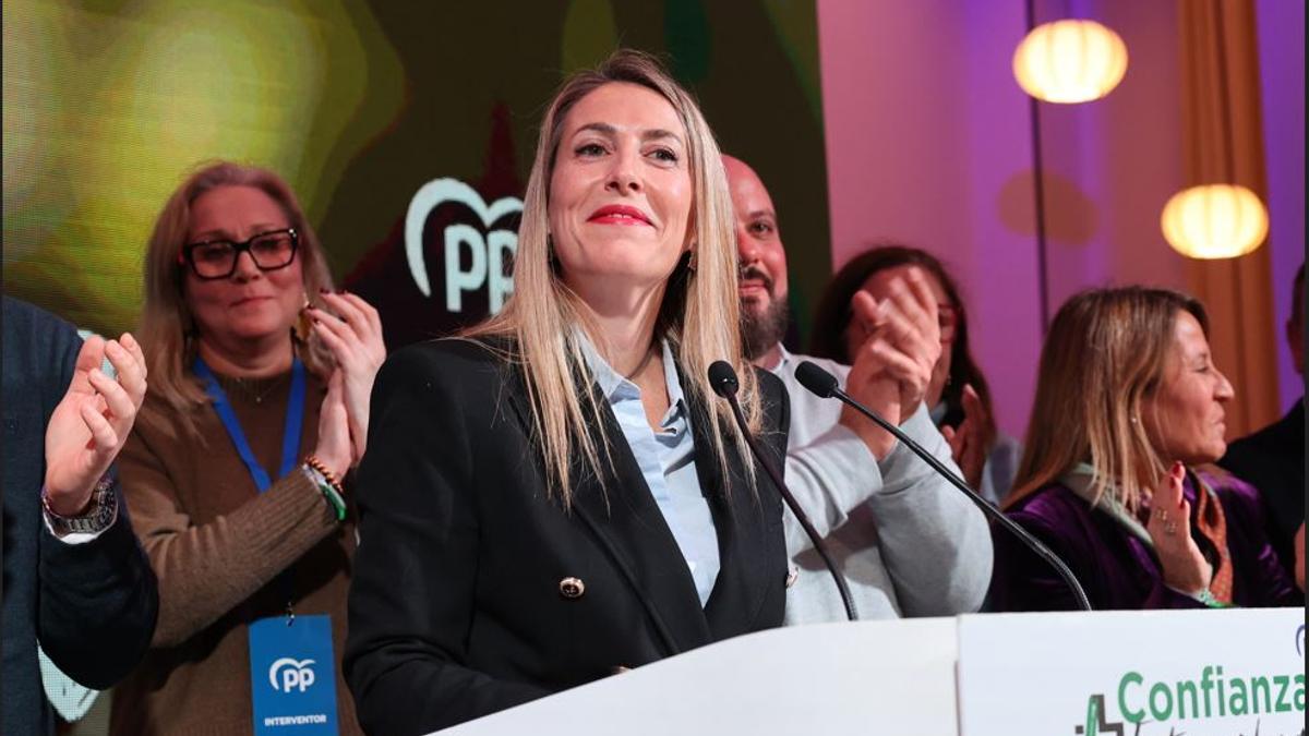María Guardiola, durant la compareixença per valorar esl resultats de les eleccions.
