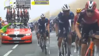 ¡Salen imágenes de un coche en el Tour atropellando a un espectador!
