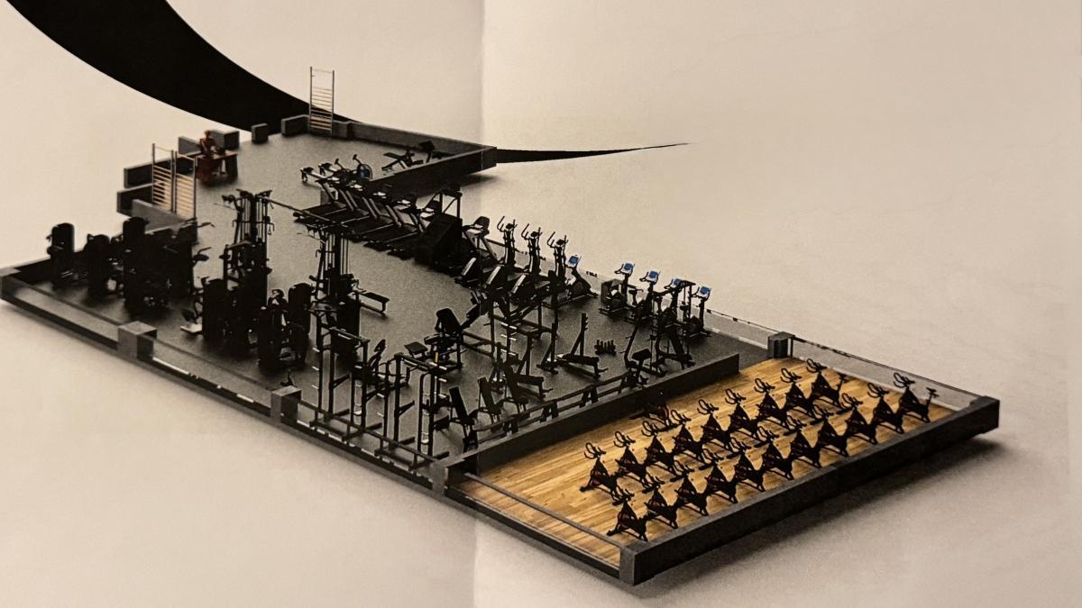 Una imatge virtual de la sala de fitness amb la nova maquinària.