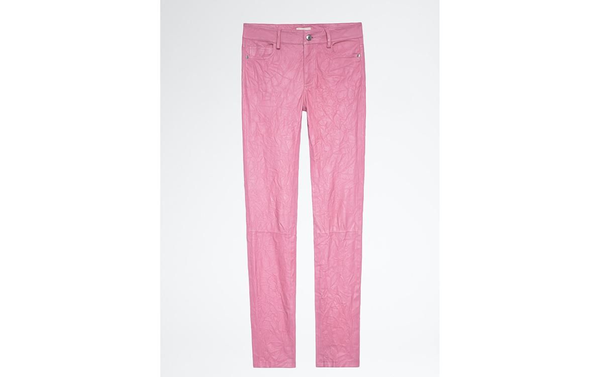 Pantalones de cuero rosas efecto papel, de Zadig&Voltaire.
