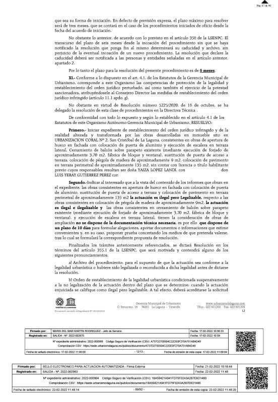 Inspección Urbanística confirma las obras ilegales en la vivienda del alcalde