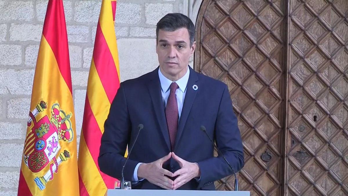 Comparecencia de Pedro Sánchez tras su reunión con Quim Torra en la Generalitat