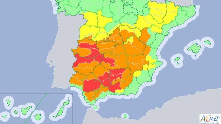 Jerez de los Caballeros supera los 45 grados y Cáceres marca su récord con 42,8