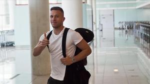 Arthur Melo, en el aeropuerto de Barcelona.