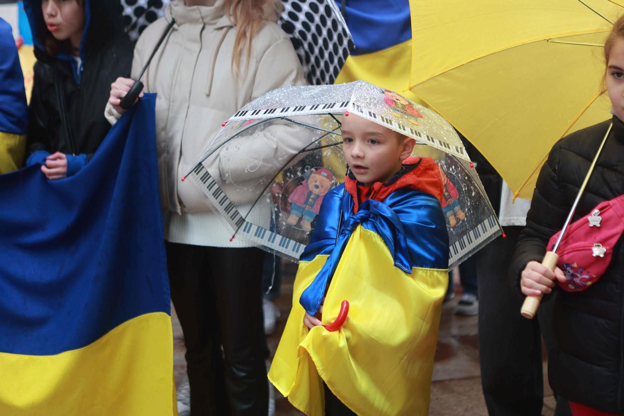 Marcha en A Coruña de la comunidad ucraniana en el segundo aniversario de la invasión rusa