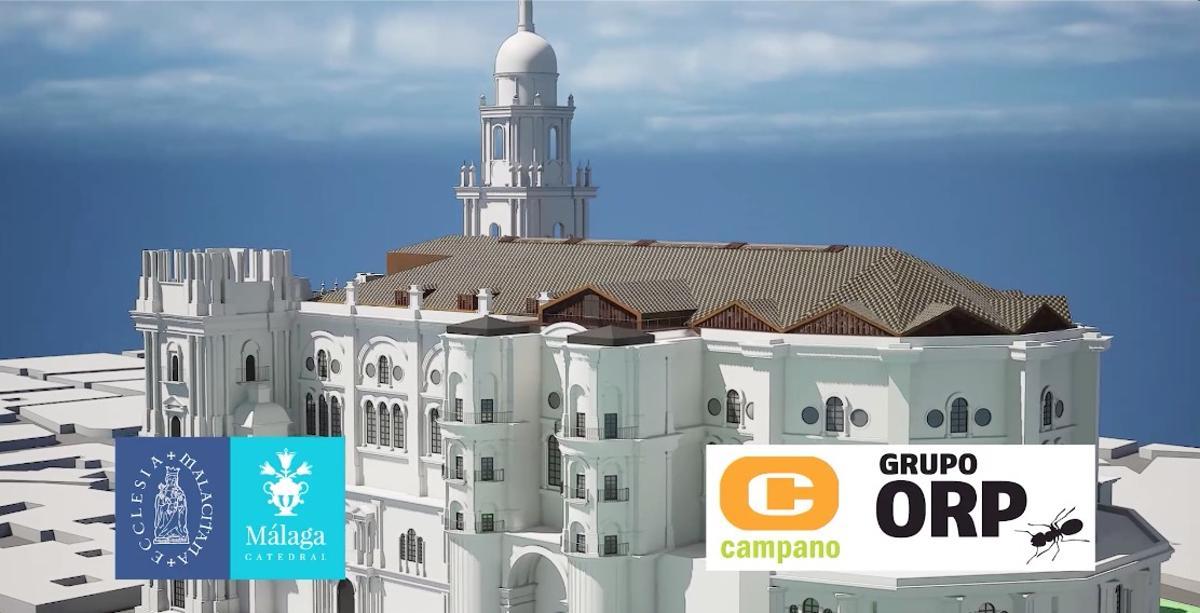 Otra imagen del vídeo de Hermanos Campano y Grupo ORP con el proyecto de construcción del tejado de la Catedral.