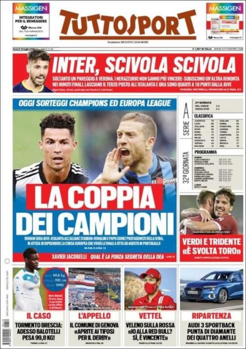 Portada TUTTOSPORT viernes 10 julio 2020