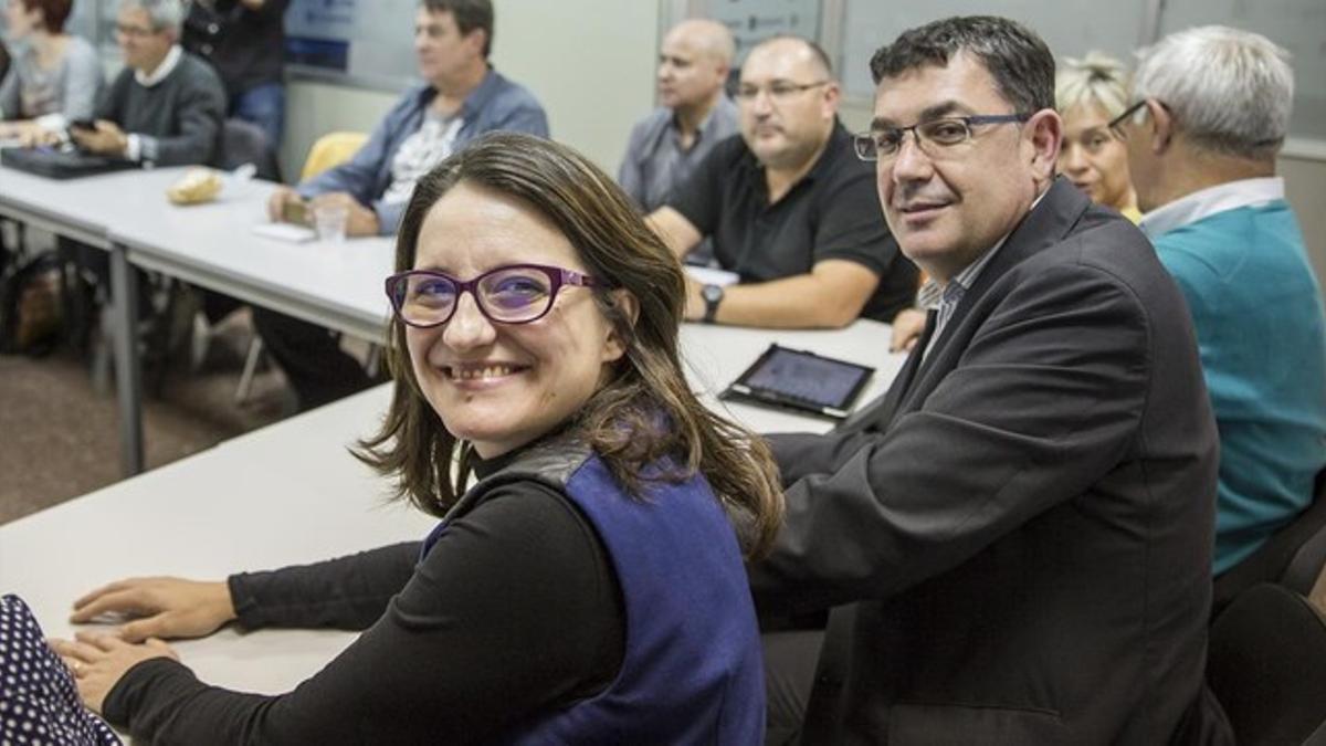 Mónica Oltra y Enric Morera, entre otros, en la reunión del miércoles de la ejecutiva de Compromís.