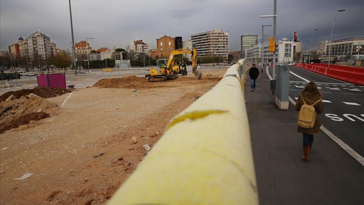 Obras urbanización provisional plaza de las Glòries