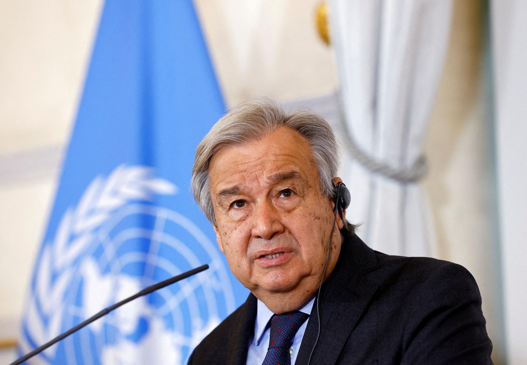 António Guterres, secretario general de Naciones Unidas, durante una comparecencia.