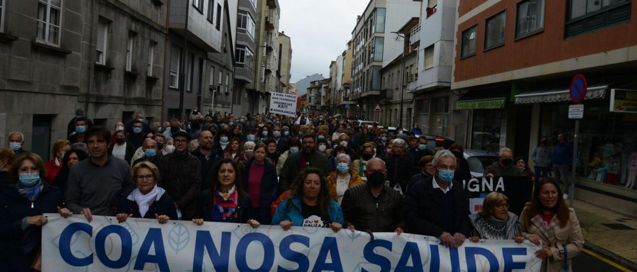 Manifestación por la sanidad el pasado domingo en Moaña. |   // GONZALO NÚÑEZ