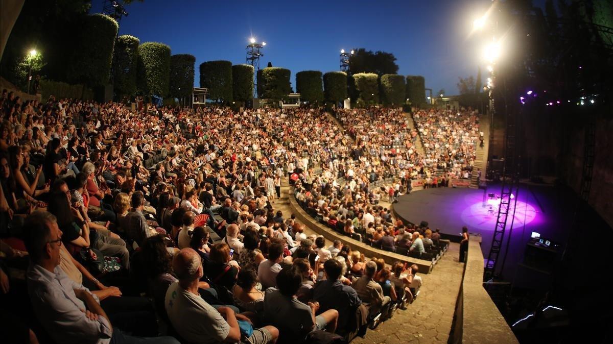 Aspecto del Teatre Grec el año pasado en la noche inaugural del festival de verano de Barcelona . 