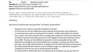 La intermediaria a la que introdujo un concejal de Almeida presentó la oferta de la segunda estafa de mascarillas