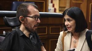 Pablo Echenique junto a Carolina Darias, en el Congreso