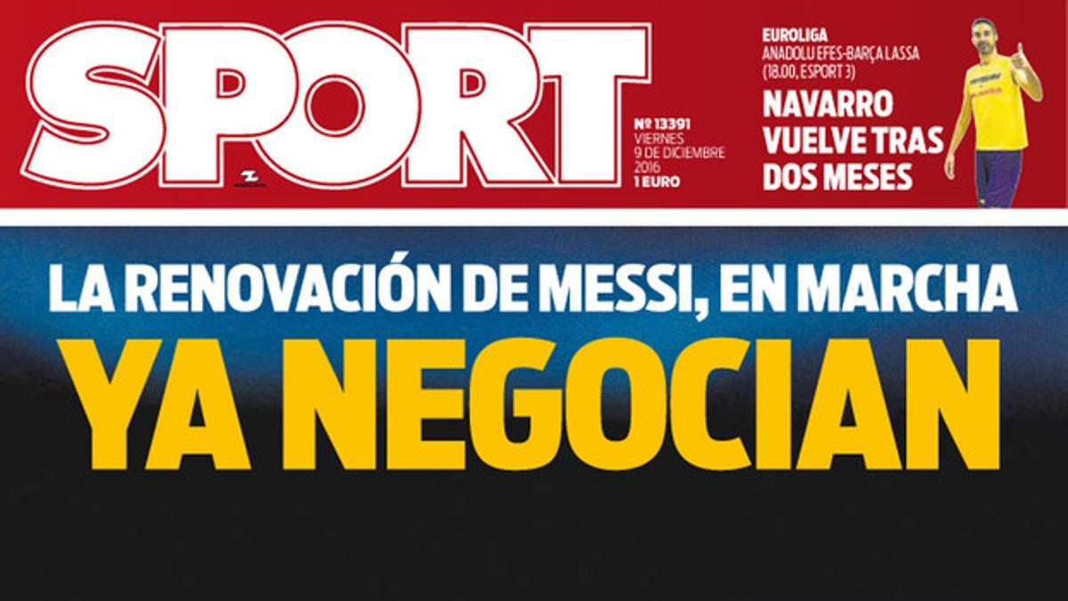 La portada de SPORT de hoy