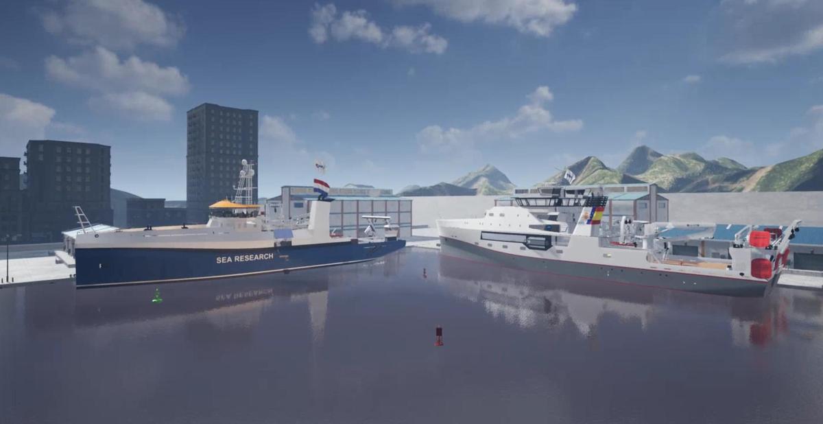 Los dos oceanográficos en el muelle de Armón