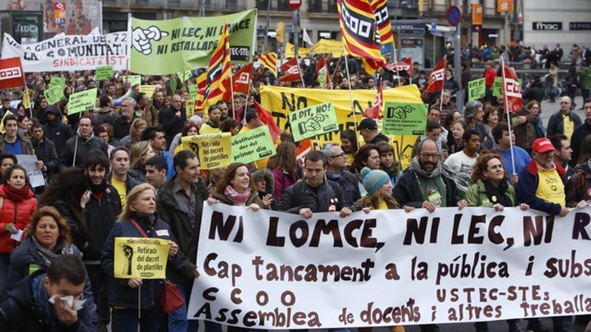 La manifestación en defensa de la educación en Barcelona.