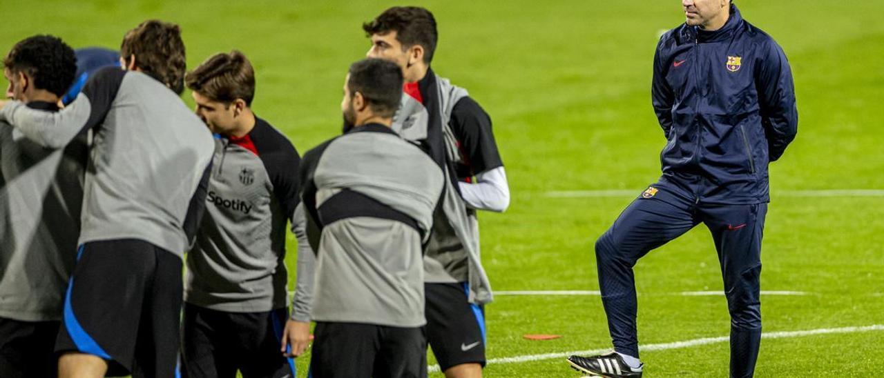 Xavi Hernández durante el entrenamiento.